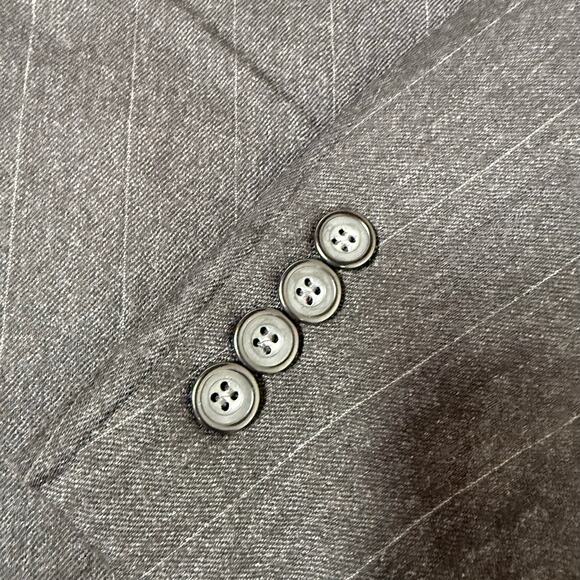 Oscar De La Renta Mens Vested Gray Pinstriped Suit Jacket - Picture 6 of 11